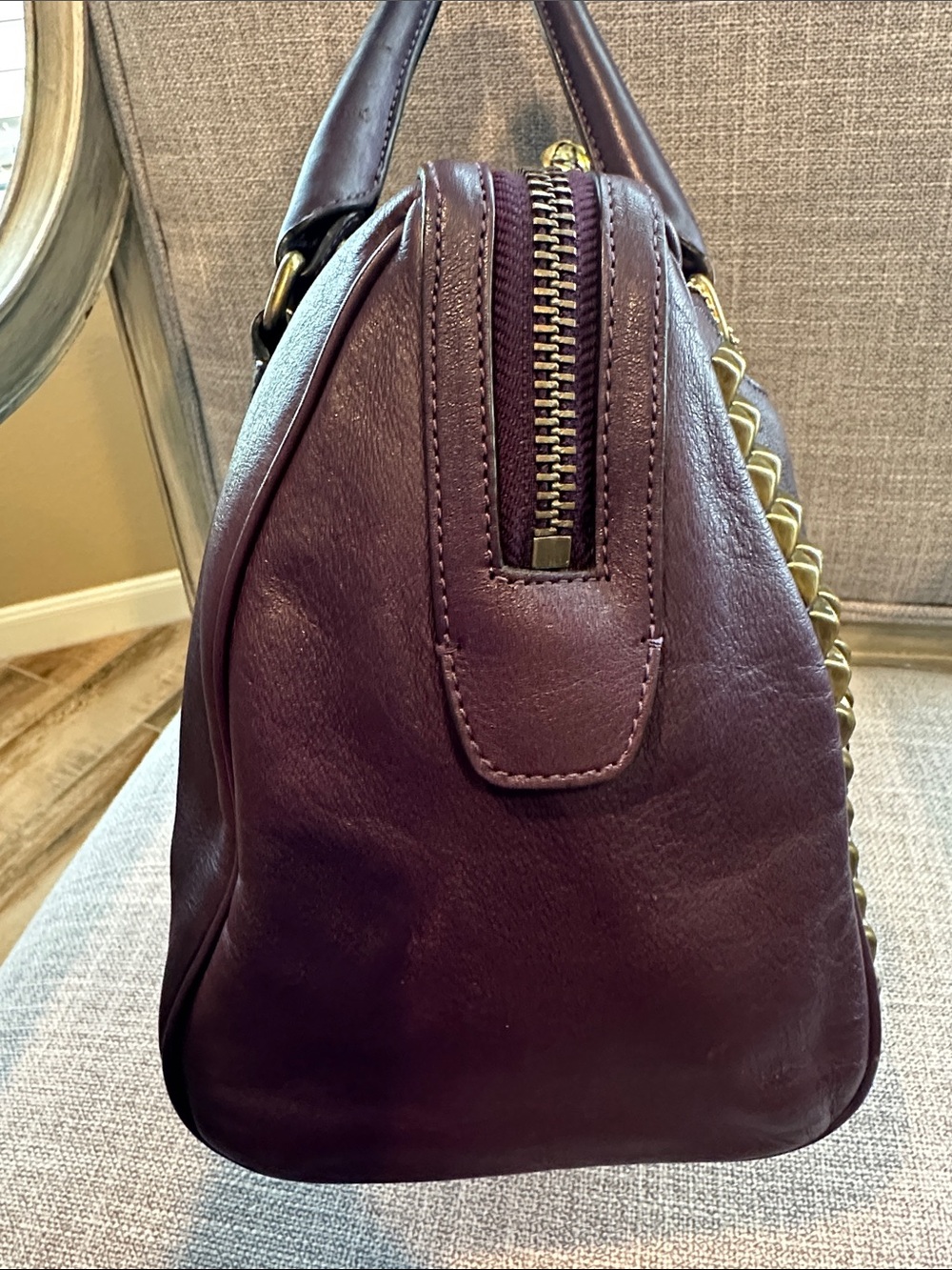 Coach Legacy Studded Haley Satchel. Plum/purple .Style 26404 - Picture 8 of 16
